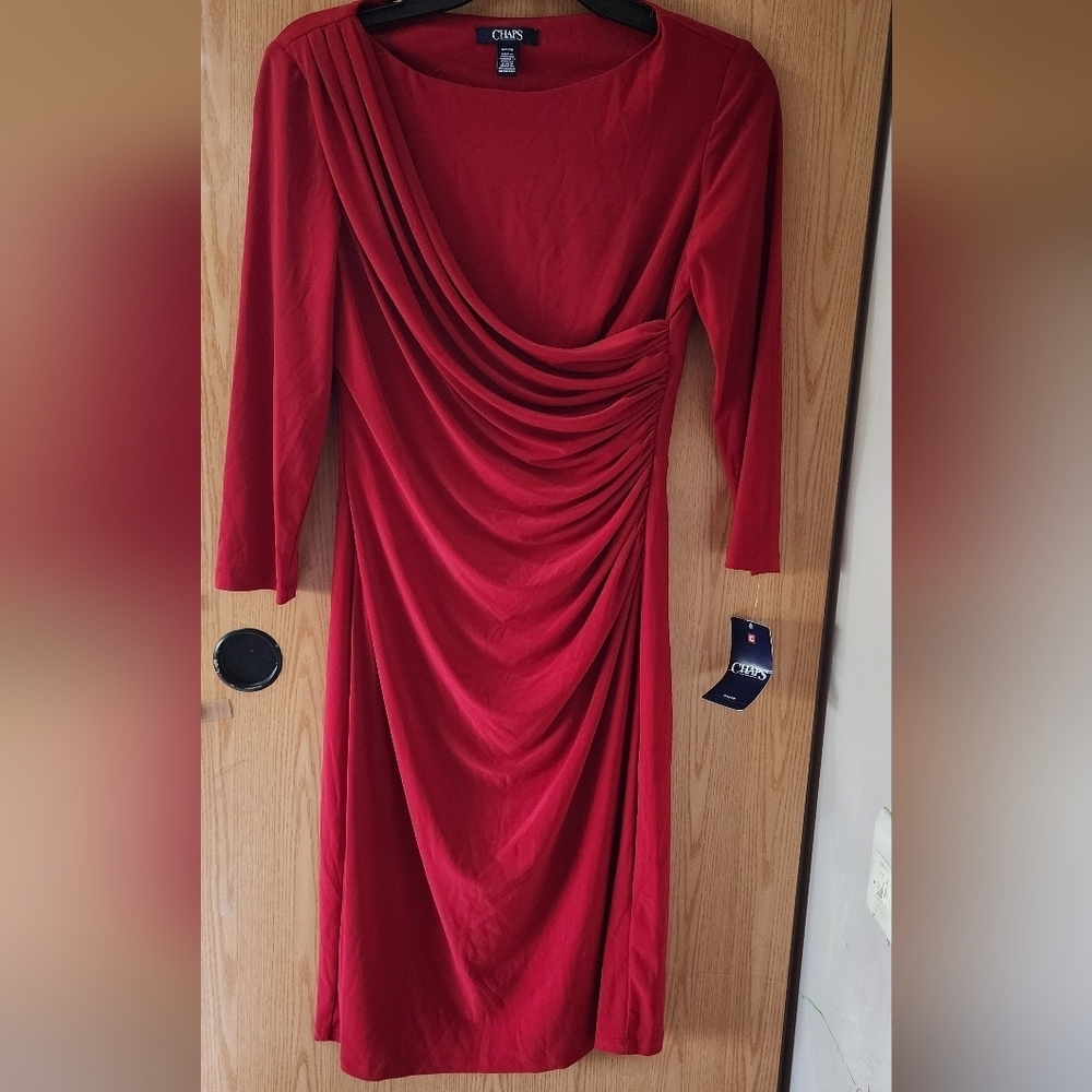 CHAPS Women's Red Draped Dress